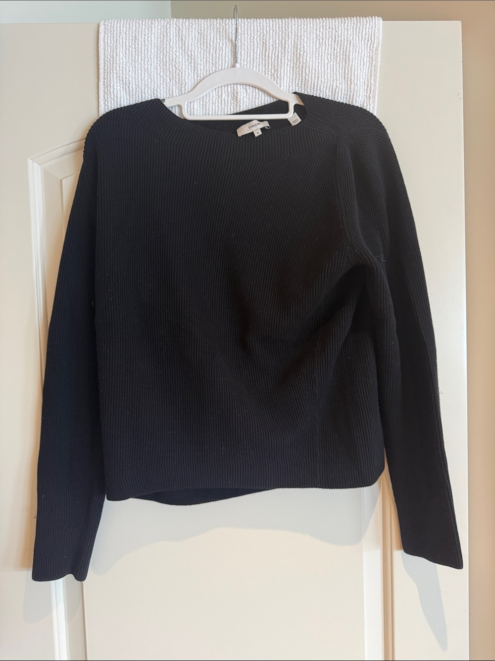 Vince Black Ribbed Crewneck Sweater